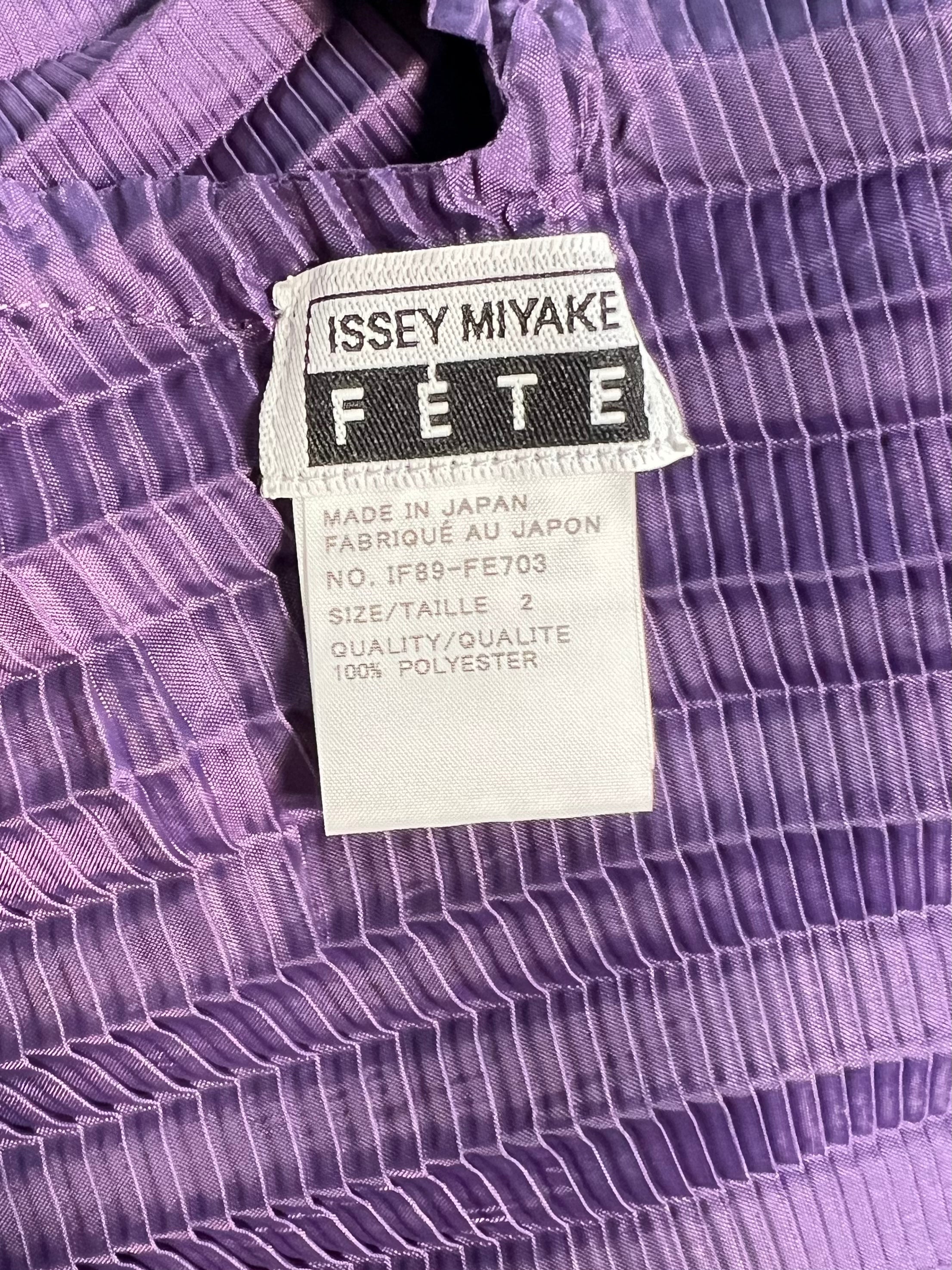 Issey Miyake Fête Purple Pleated Wrap Blouse, label