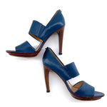 Bottega Veneta Blue and Brown Leather Sandal Heels, New/Old, side 2
