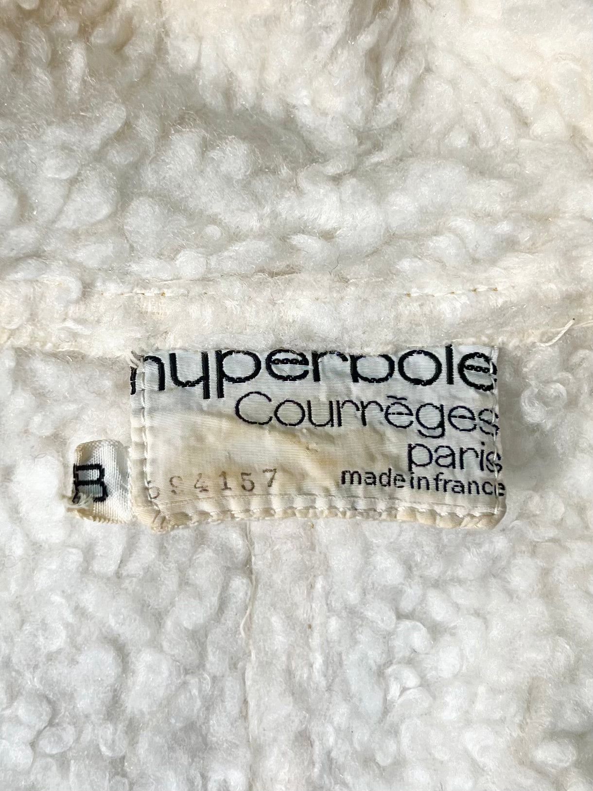 Courreges Hyperbole Early 1970's Yellow Nylon Sherpa Lined Raincoat Dress, label