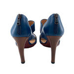 Bottega Veneta Blue and Brown Leather Sandal Heels, New/Old, back