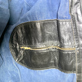 Classic 1960s Black Leather Motorcycle Jacket with Denim Lining, inside pocket