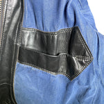 Classic 1960s Black Leather Motorcycle Jacket with Denim Lining, lining