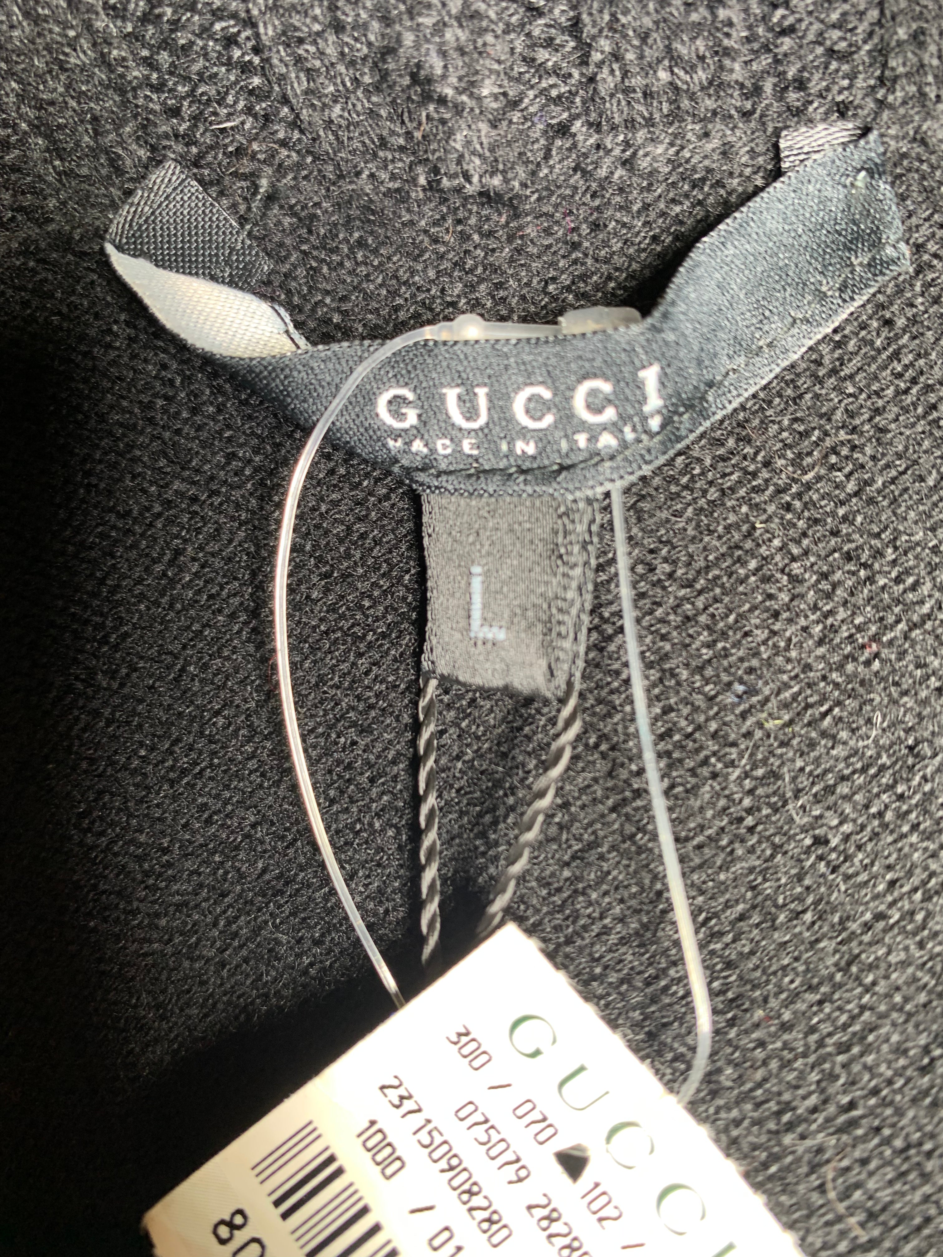 Gucci 2000's Black Cashmere Cut Out Turtleneck Sweater, NWT, label