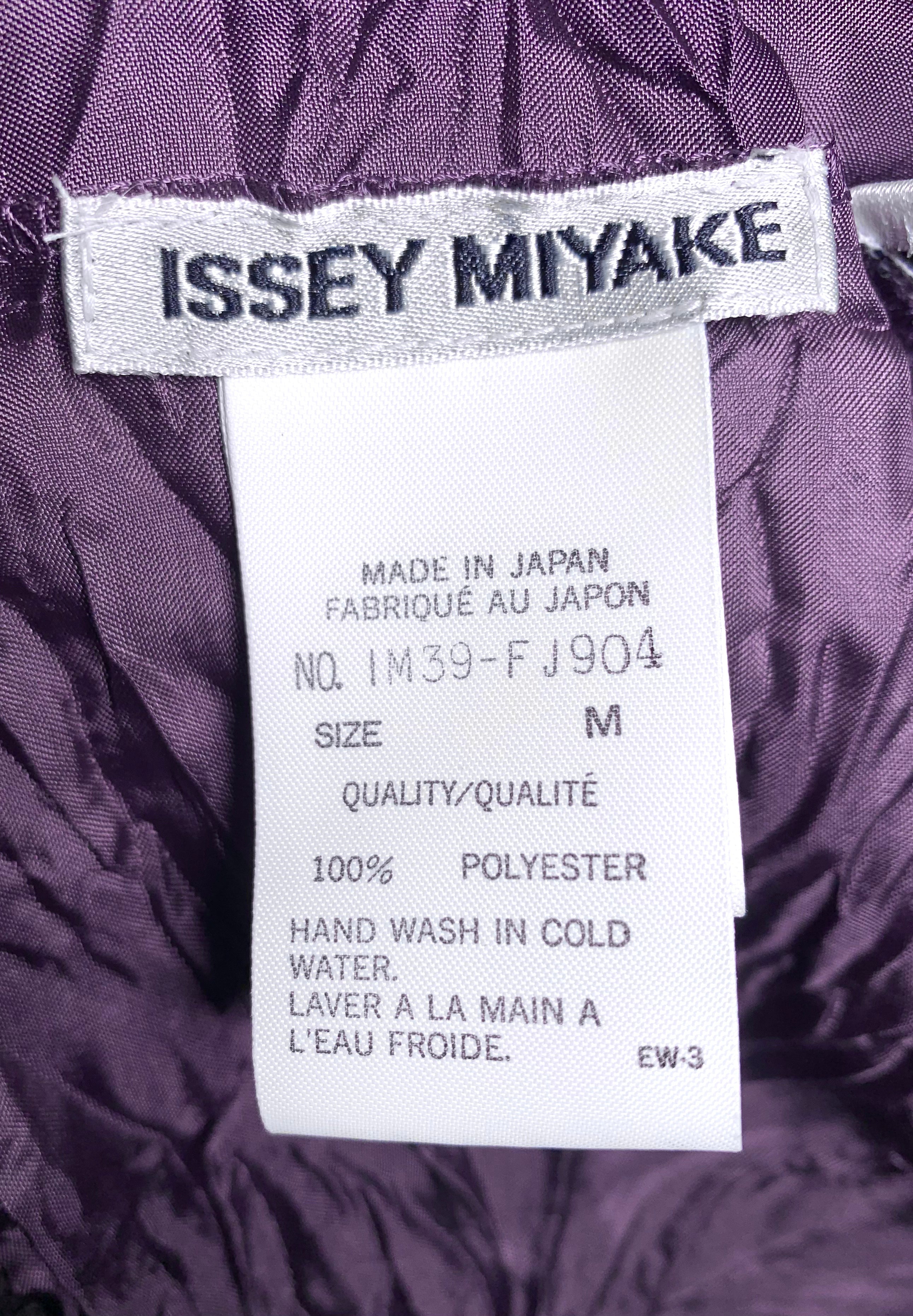 Issey Miyake Eggplant Purple Crinkle Pleat Mock Turtleneck Blouse, label