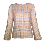 Chanel Boutique 1990s Pale Pink & Lavender Houndstooth Ensemble, jacket