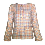 Chanel Boutique 1990s Pale Pink & Lavender Houndstooth Ensemble, jacket