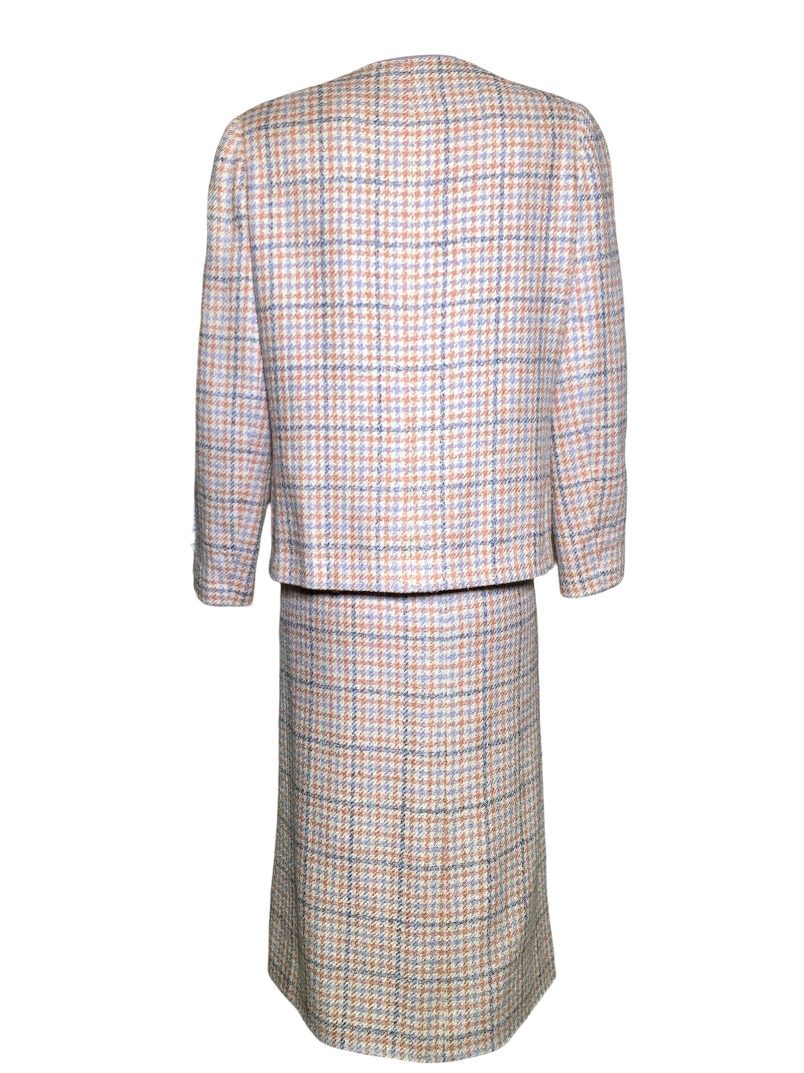 Chanel Boutique 1990s Pale Pink & Lavender Houndstooth Ensemble back