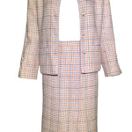 Chanel Boutique 1990s Pale Pink & Lavender Houndstooth Ensemble open