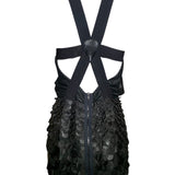 Yigal Azrouël Fall 2009 Runway Black Asymmetrical Leather Fish Scale Mini Dress, back