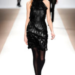 Yigal Azrouël Fall 2009 Runway Black Asymmetrical Leather Fish Scale Mini Dress