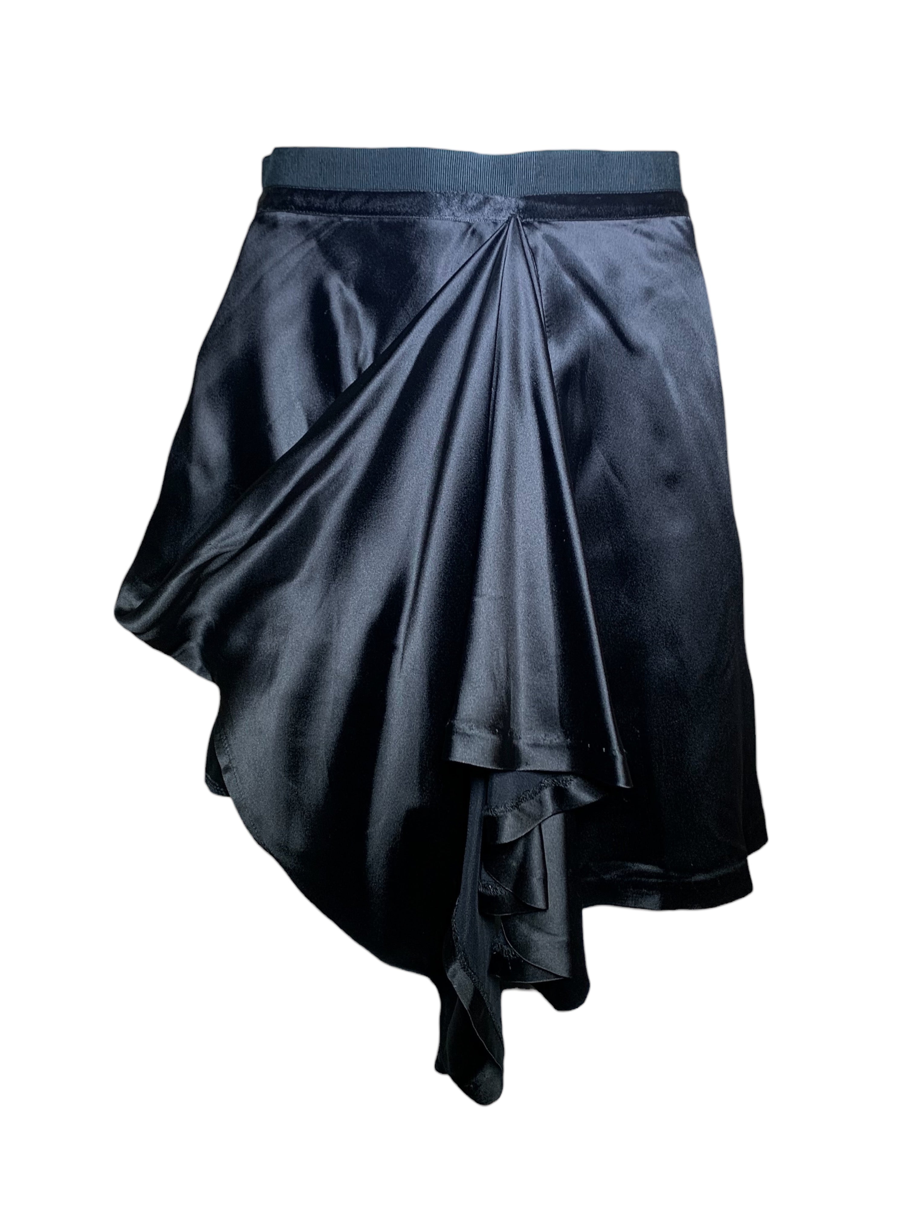 Martin Margiela 2003 Runway Black Satin Convertible Deconstructed Skirt Dress, skirt