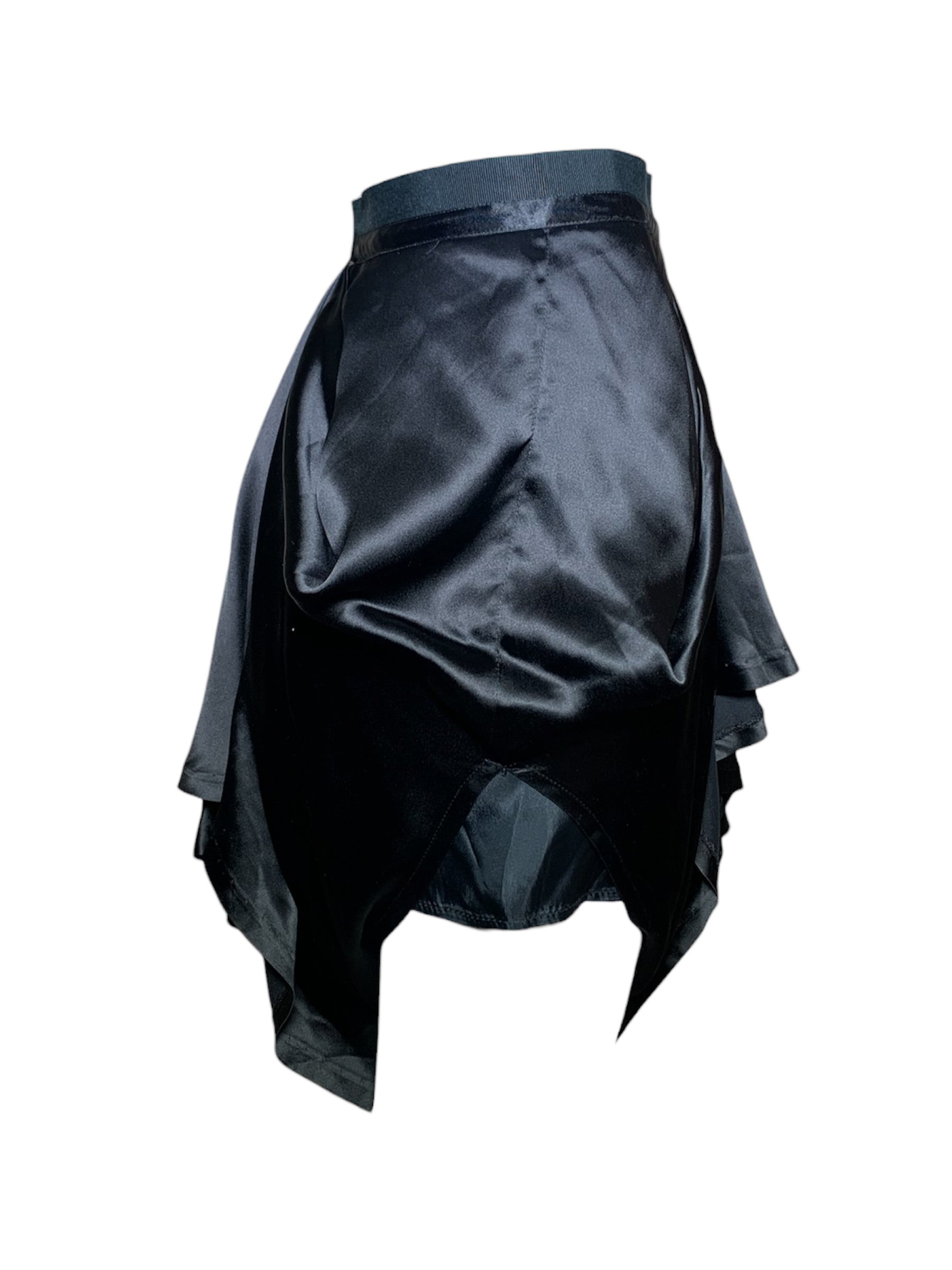 Martin Margiela 2003 Runway Black Satin Convertible Deconstructed Skirt Dress, skirt 2