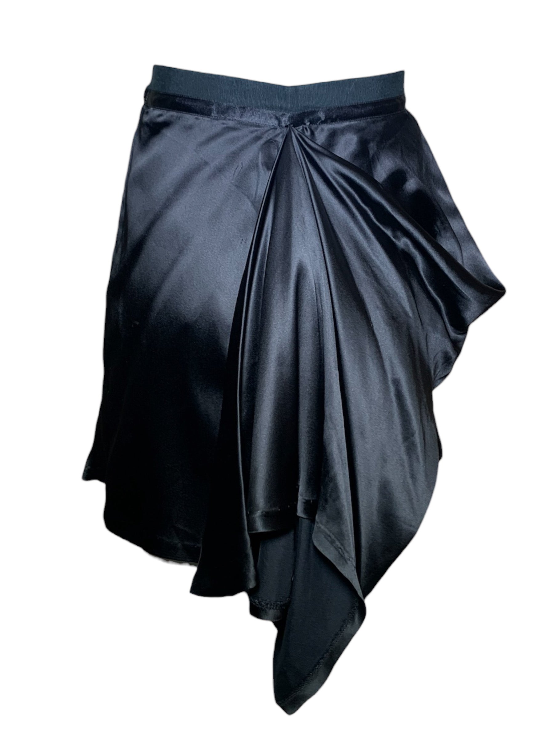 Martin Margiela 2003 Runway Black Satin Convertible Deconstructed Skirt Dress, skirt 3