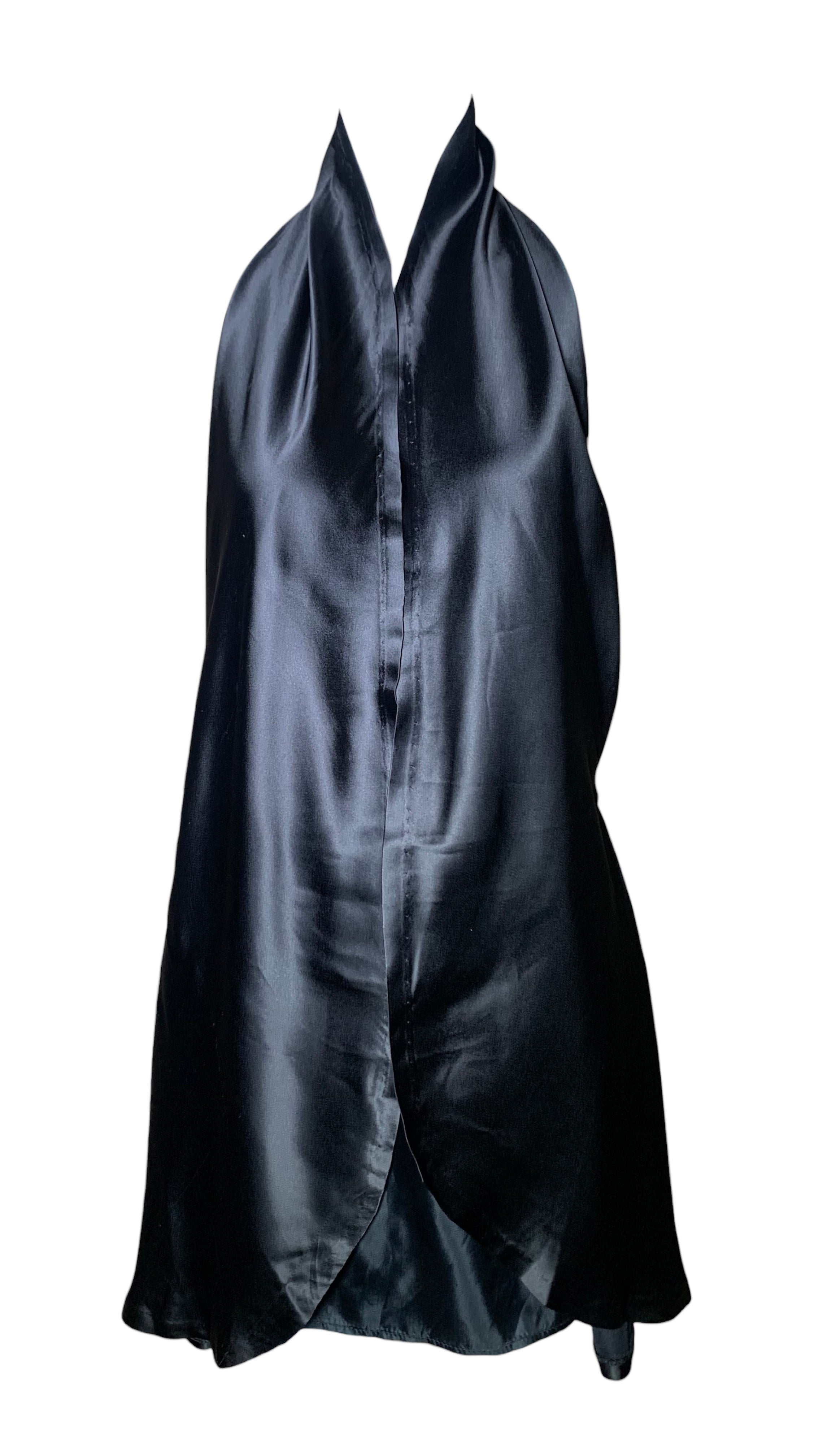 Martin Margiela 2003 Runway Black Satin Convertible Deconstructed Skirt Dress