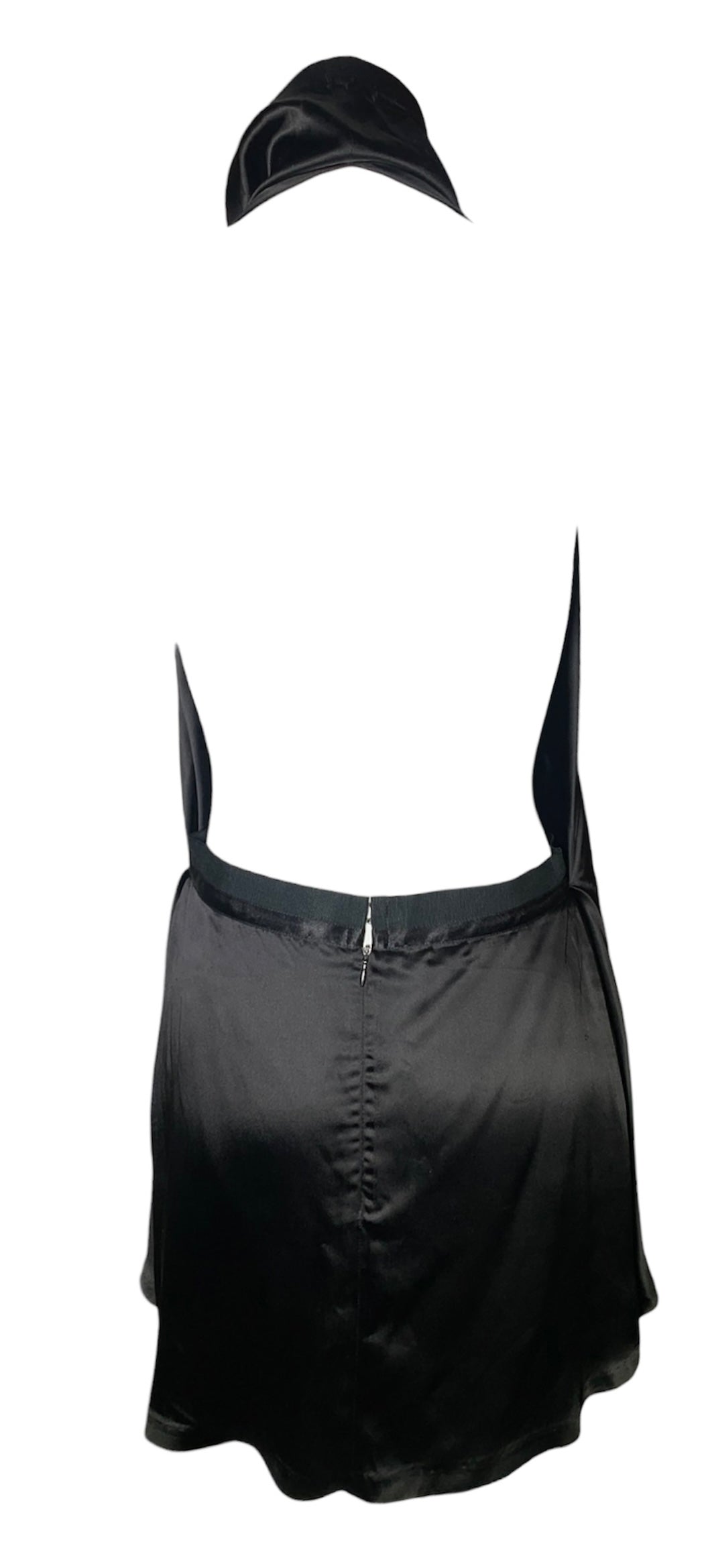 Martin Margiela 2003 Runway Black Satin Convertible Deconstructed Skirt Dress, back