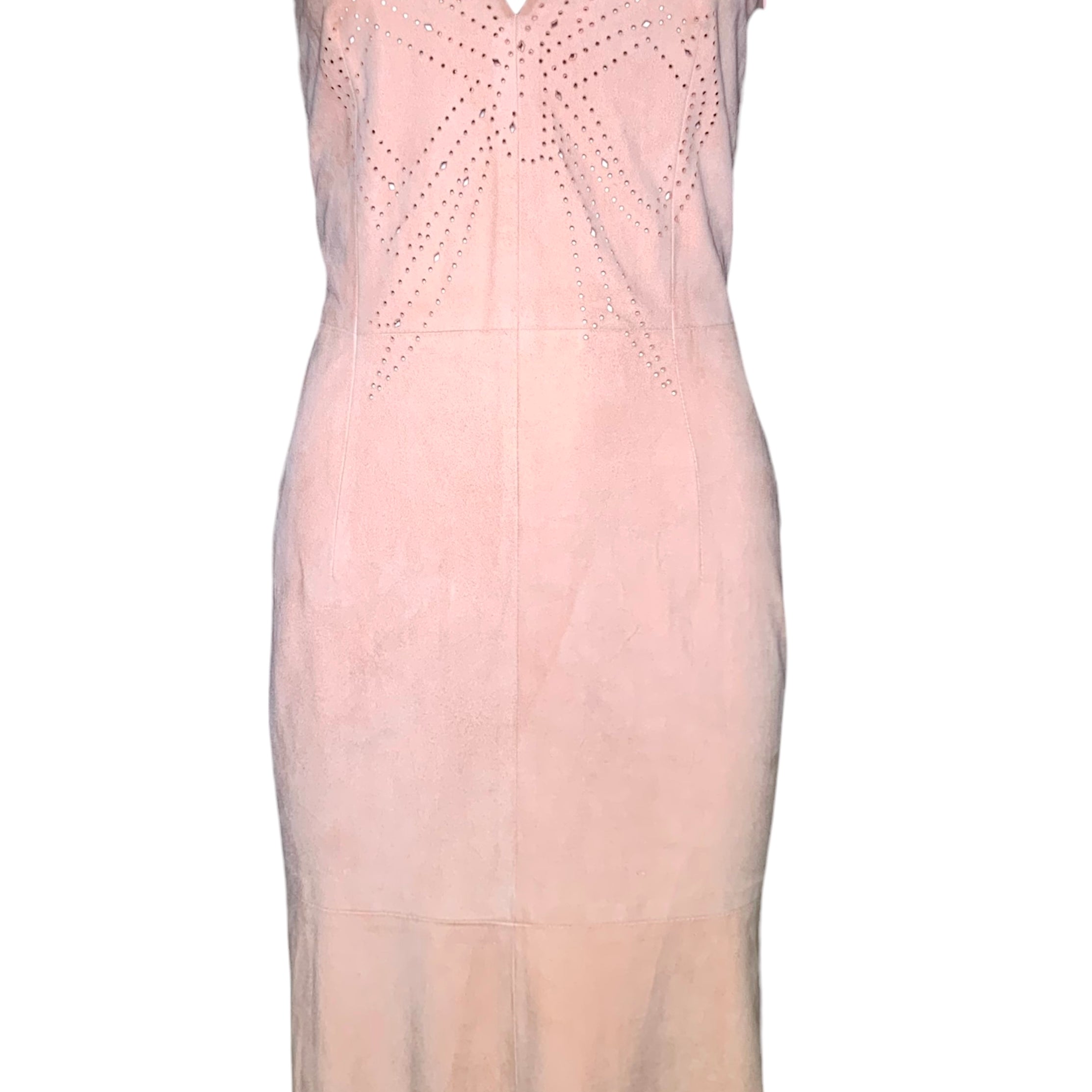 Antonio Berardi Dusty Rose Pink Suede Laser Cut Bow Dress