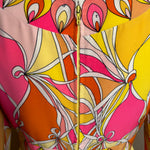 Emilio Pucci Pink & Yellow Psychedelic Silk Crepe Midi Dress INK DRAGGING PHOTO 6 OF 7