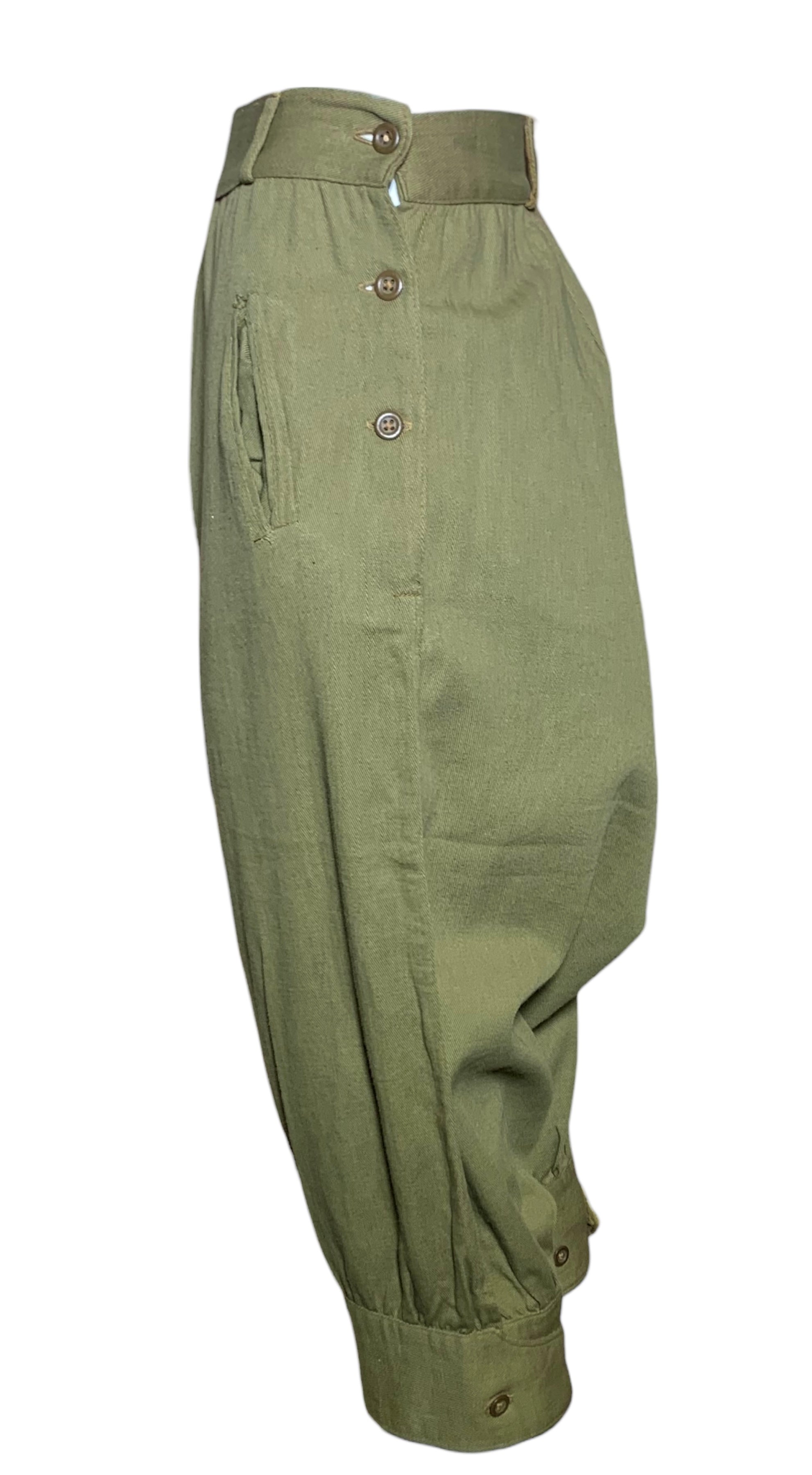 Rare 1920's Women's Camp Uniform Ensemble, pants side