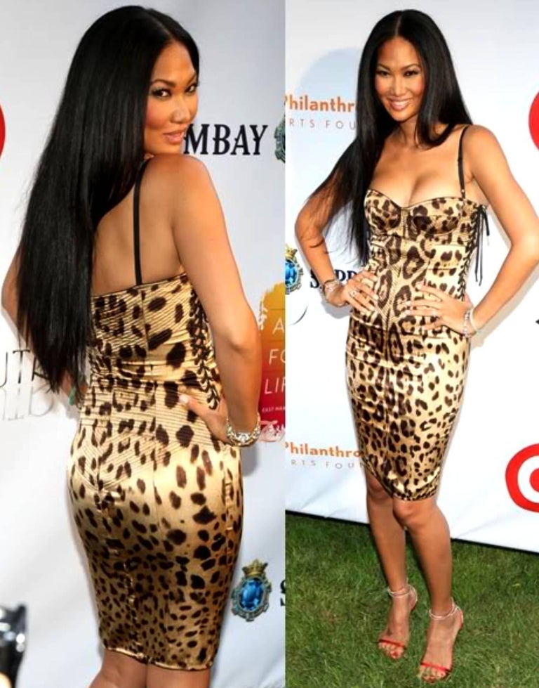 Dolce & Gabbana Y2K Iconic Silk Leopard Print Bustier Dress, Kimora Lee Simmons