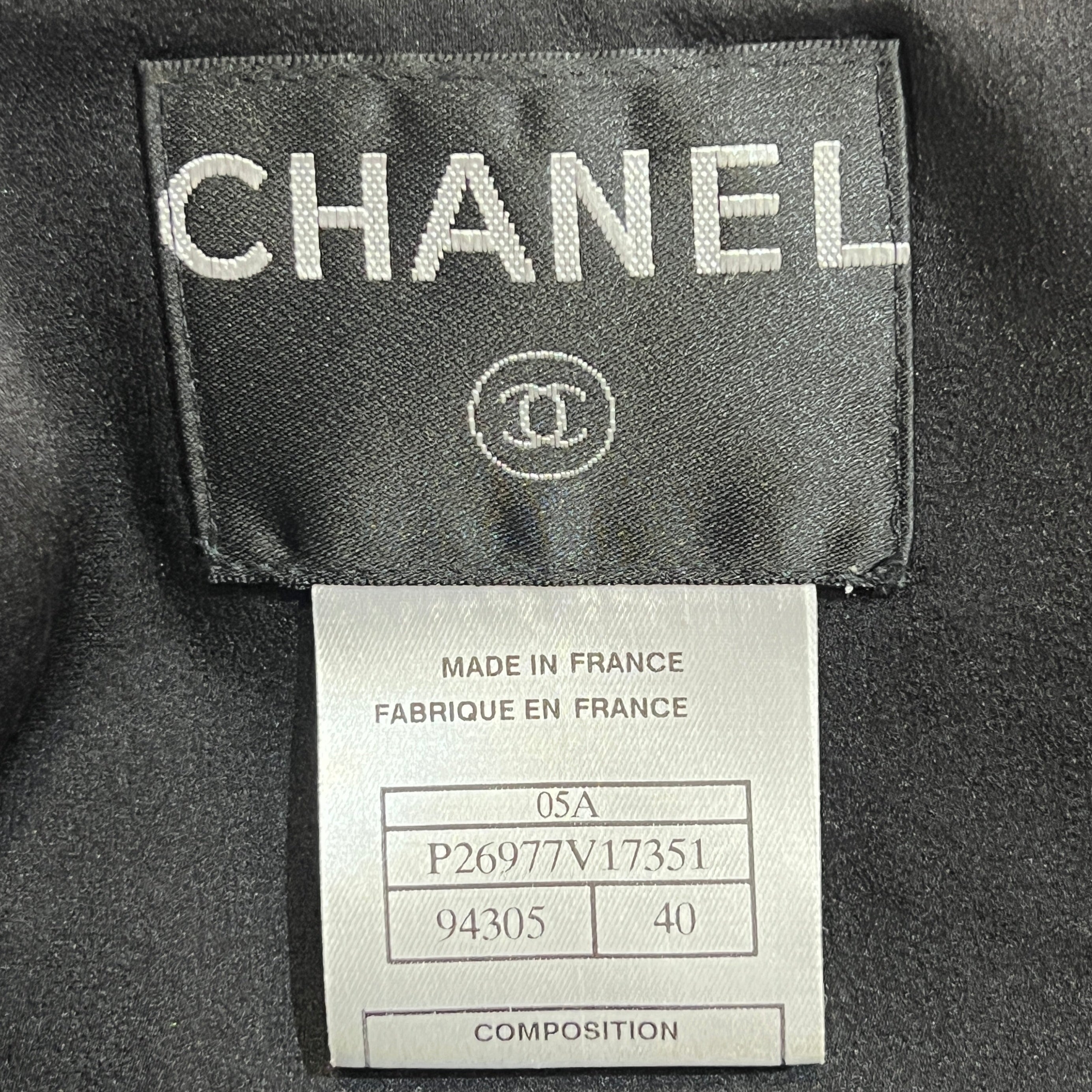 Chanel F/W 2005 Black Lightweight Metallic Tweed Cropped Jacket, label
