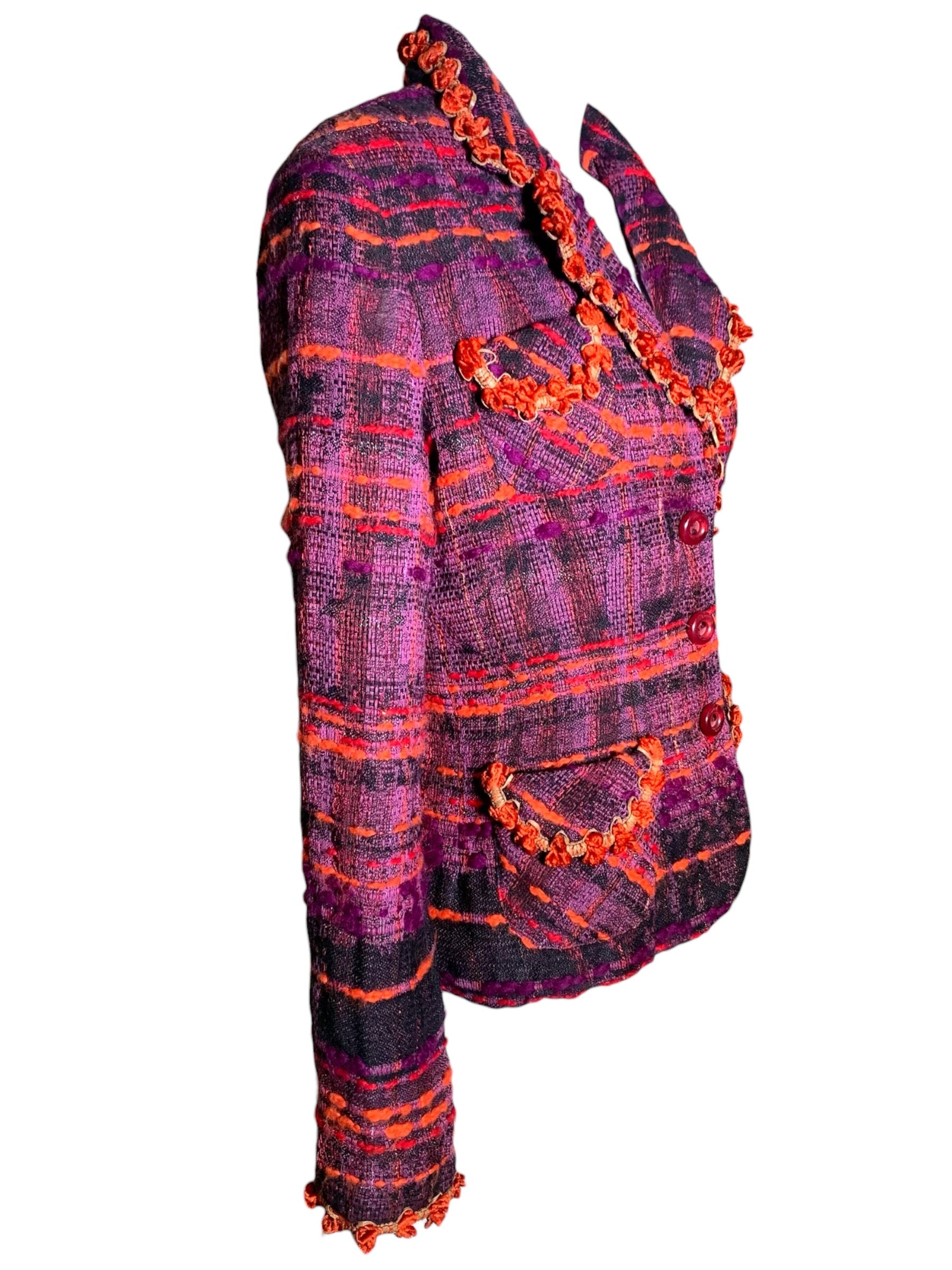 Anna Sui Fall 2004 Runway Tweed Plaid Suit, Jacket side