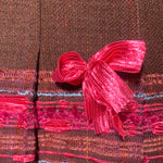 Anna Sui Fall 2004 Runway Burgundy Tweed and Pink Ribbon Bow Fringe NWT, detail 2