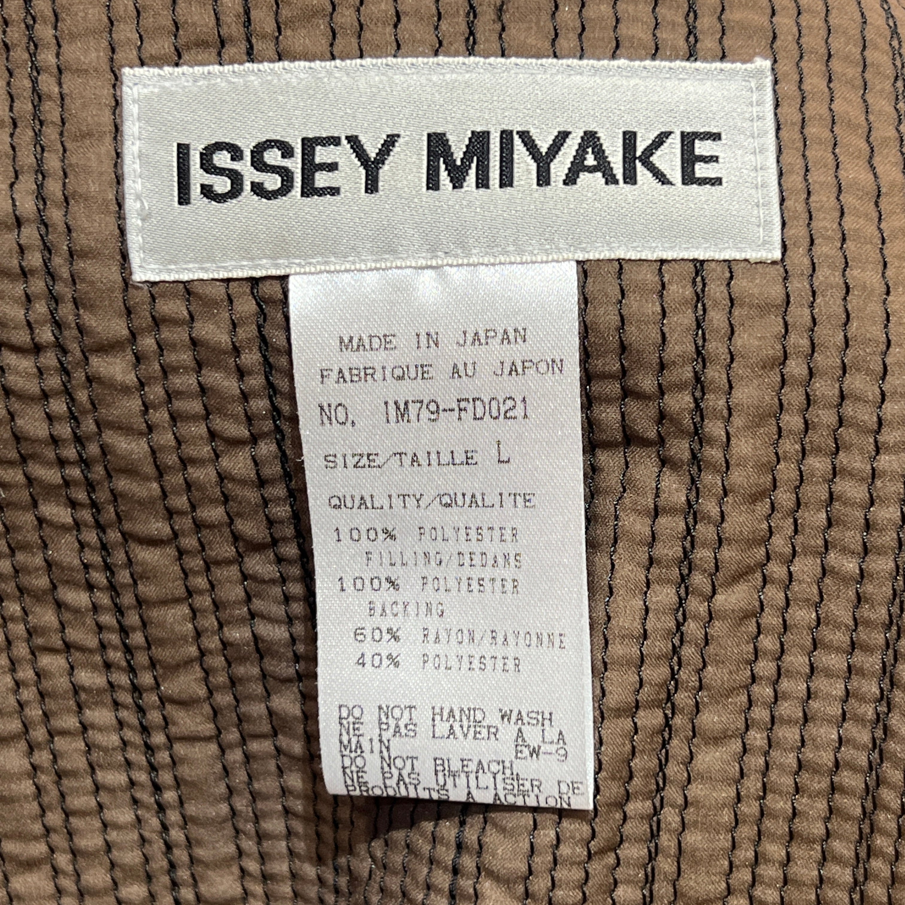 Issey Miyake Y2K Brown Top Stitched Striped Double Breasted Jacket, label