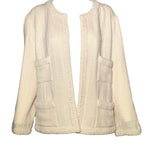 CHANEL Boutique Cream Boucle Tweed Wool Skirt Suit Ensemble, jacket