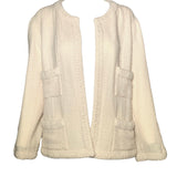 CHANEL Boutique Cream Boucle Tweed Wool Skirt Suit Ensemble, jacket