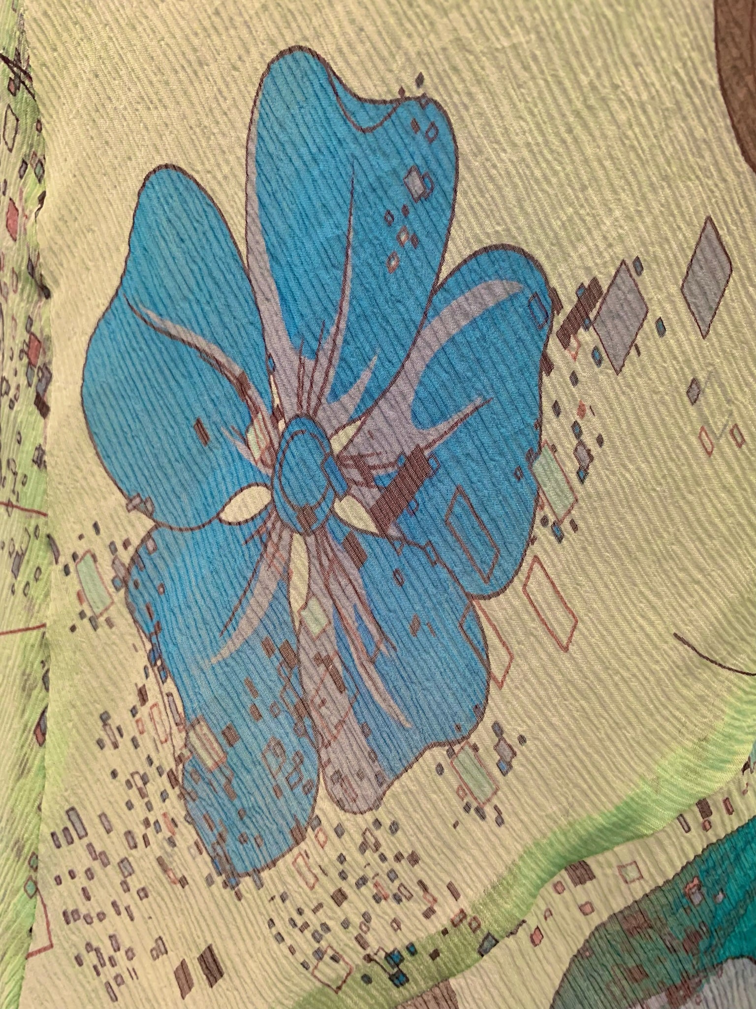 Rozae Nichols Y2K Chiffon Floral Blouse with Appliqued "Dew Drops", detail