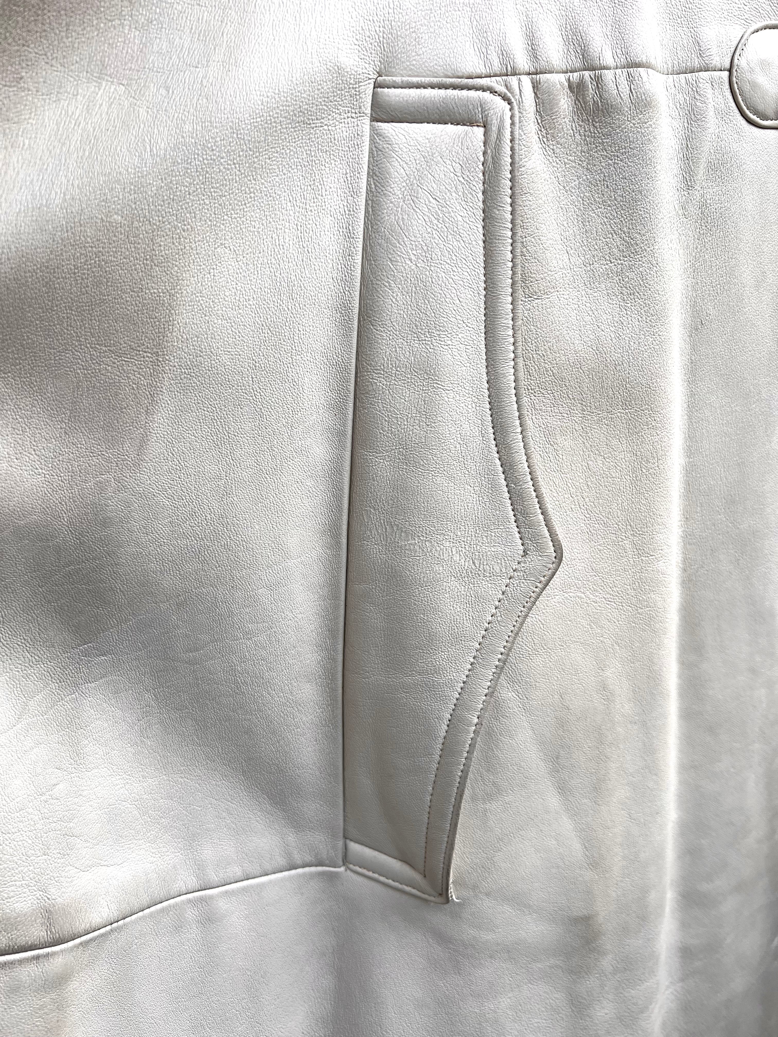 Bonnie Cashin for Sills Late Late 1960's Taupe Beige Leather Cape with Brass Hardware, pocket flap