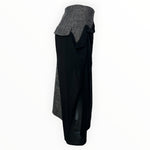 Yohji Yamamoto NOIR Black Silk Chiffon and Grey Tweed Layered Skirt, side