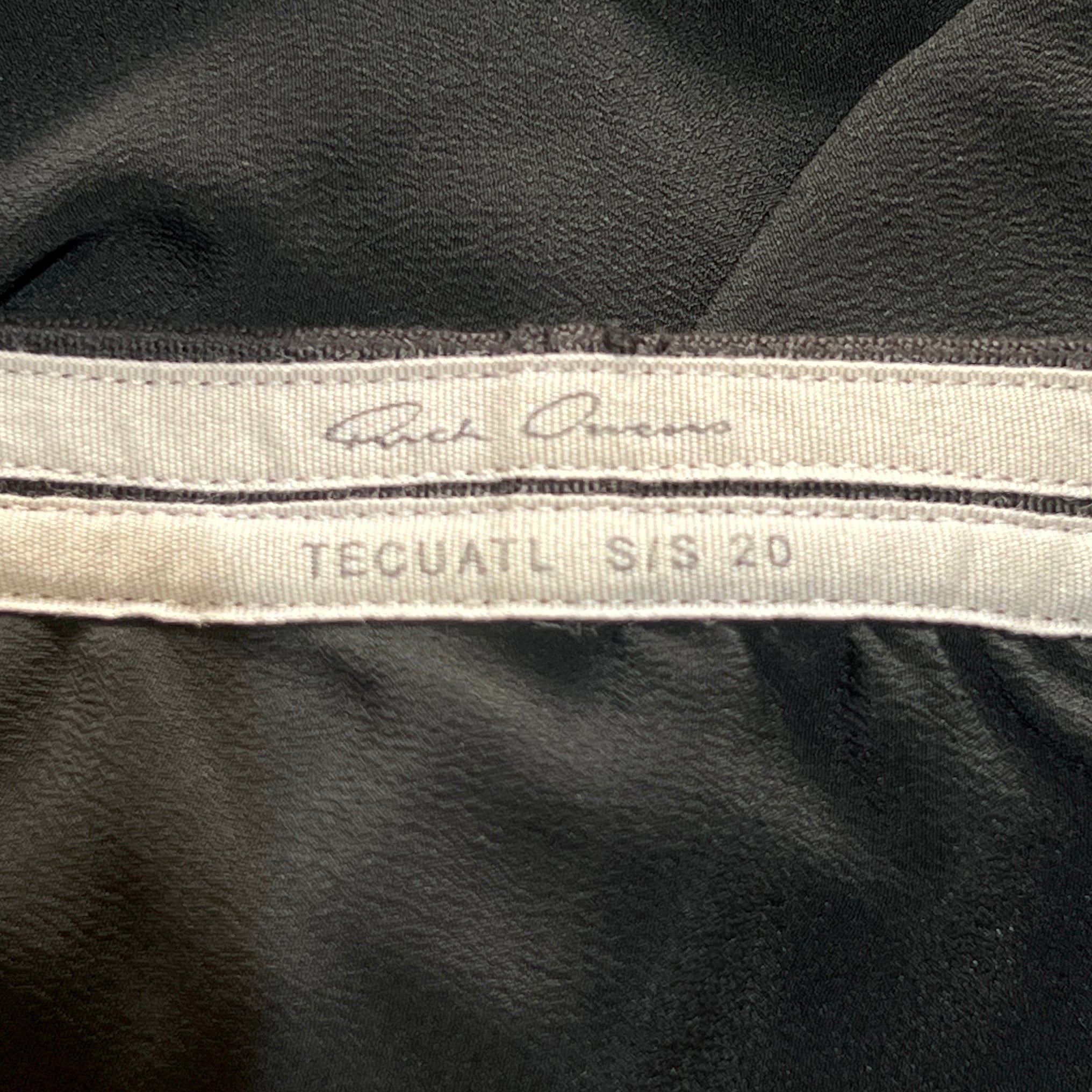Rick Owens S/S 2020 Tecuatl Collection Black Draped Maxi Skirt label