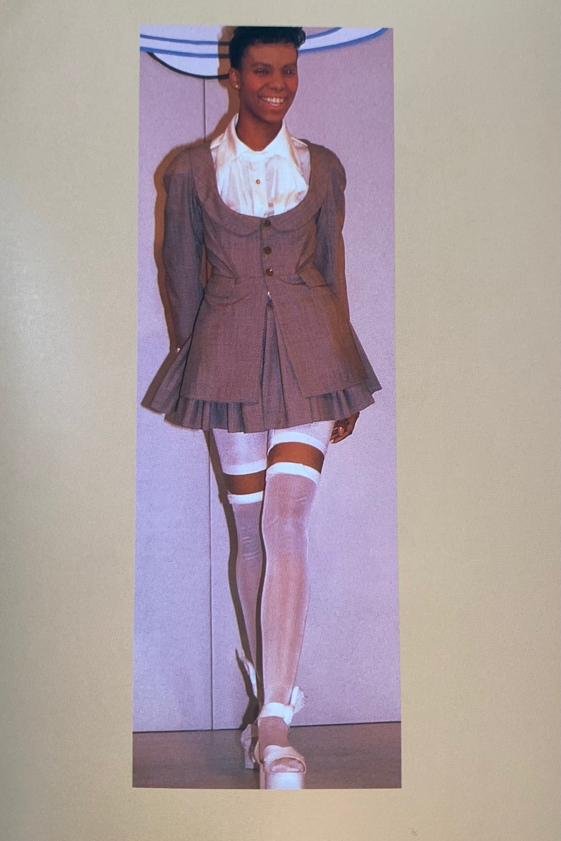 Vivienne Westwood S/S 1988 "Pagan" Collection Pin Stripe Charcoal Grey Cropped Jacket RUNWAY PHOTO 8 OF 8