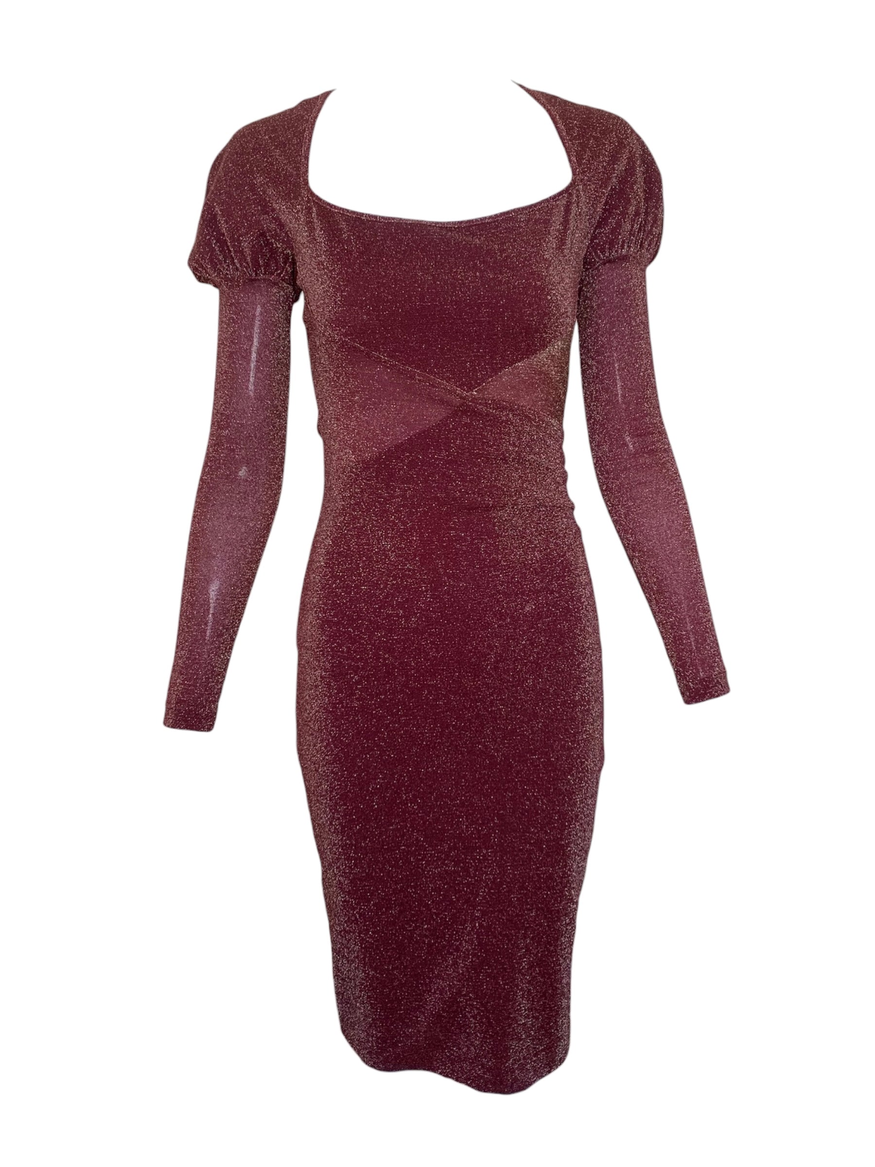 Vivienne Westwood 1990's Sexy Burgundy Lurex Dress