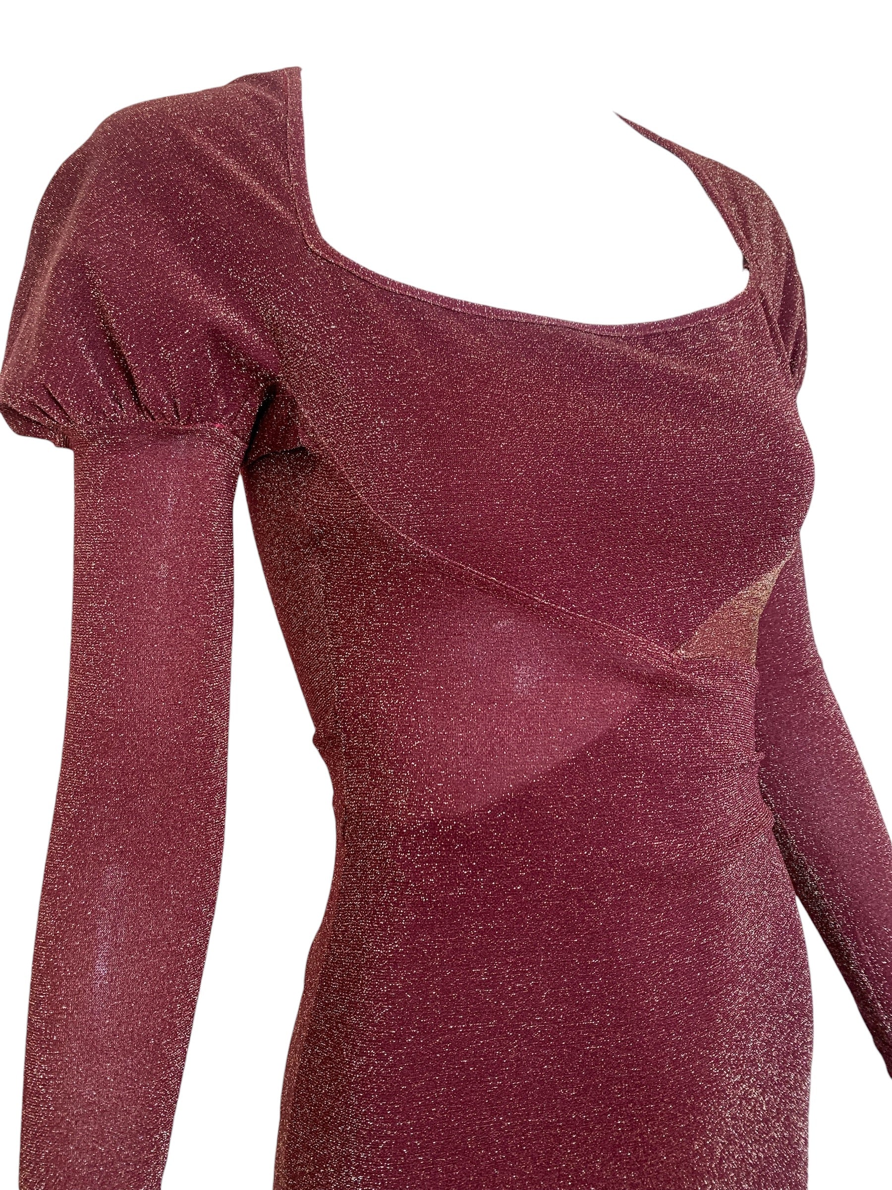 Vivienne Westwood 1990's Sexy Burgundy Lurex Dress, top