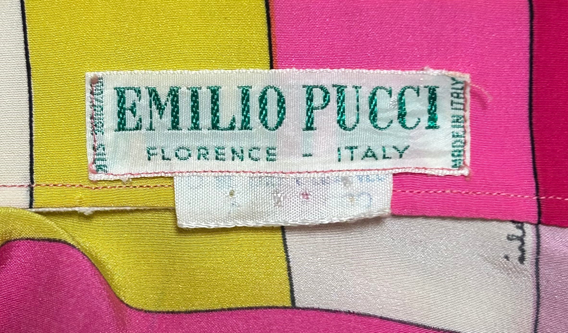 Emilio Pucci Pink & Yellow Geometric Block Button-Up Blouse LABEL PHOTO 6 OF 6