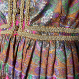 1960's Pink Paisley and Gold Jacquard Lamé Cocktail Dress, detail