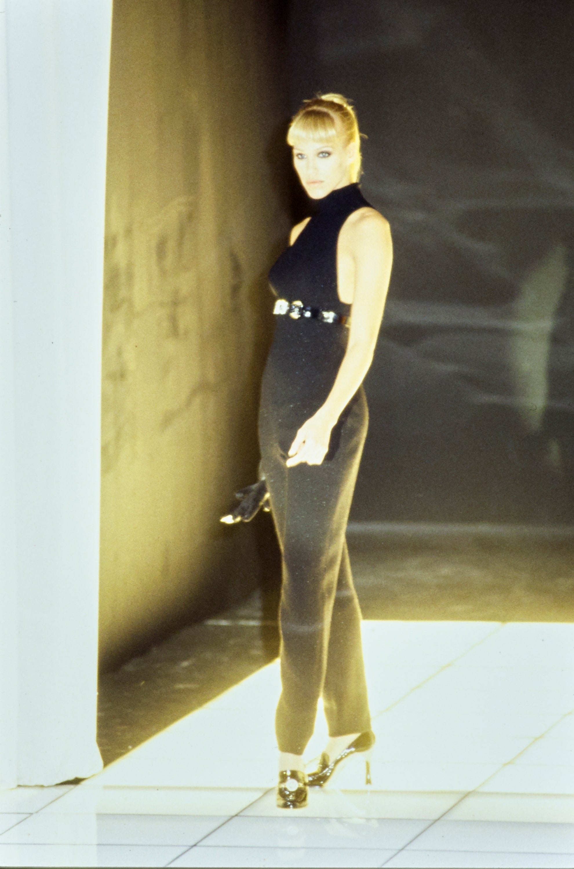 Gianni Versace Lifetime Couture Autumn/Winter 1994 Black Wool Cut-Out Dress RUNWAY WOOL JUMPSUIT VERSION 11/11