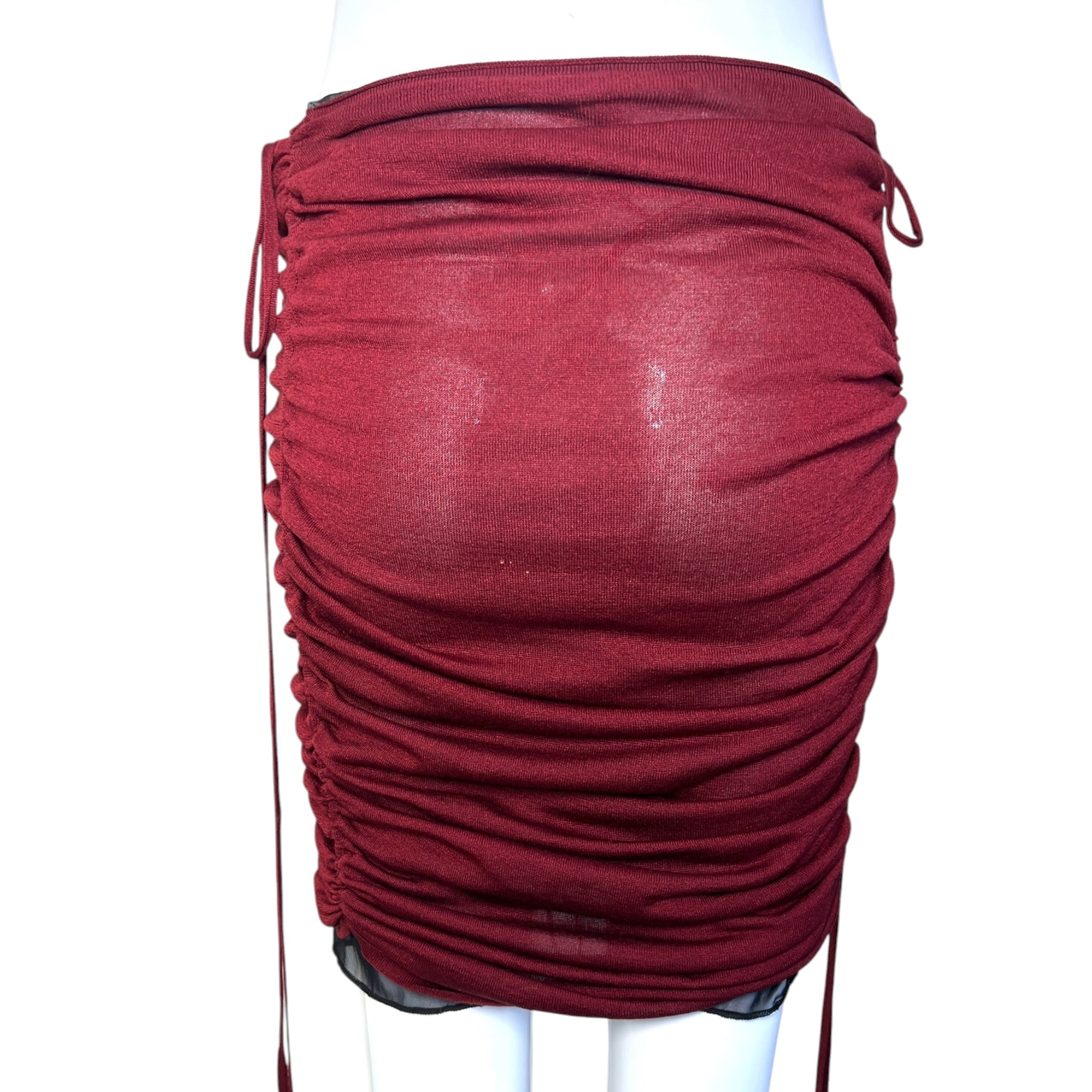 Tom Ford for Gucci F/W 1999 Burgundy Silk Jersey Ruched Skirt, back