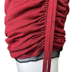 Tom Ford for Gucci F/W 1999 Burgundy Silk Jersey Ruched Skirt, hem detail