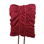 Tom Ford for Gucci F/W 1999 Burgundy Silk Jersey Ruched Skirt front as Top