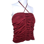 Tom Ford for Gucci F/W 1999 Burgundy Silk Jersey Ruched Skirt, as halter top