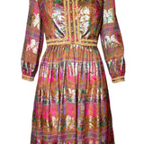 1960's Pink Paisley and Gold Jacquard Lamé Cocktail Dress