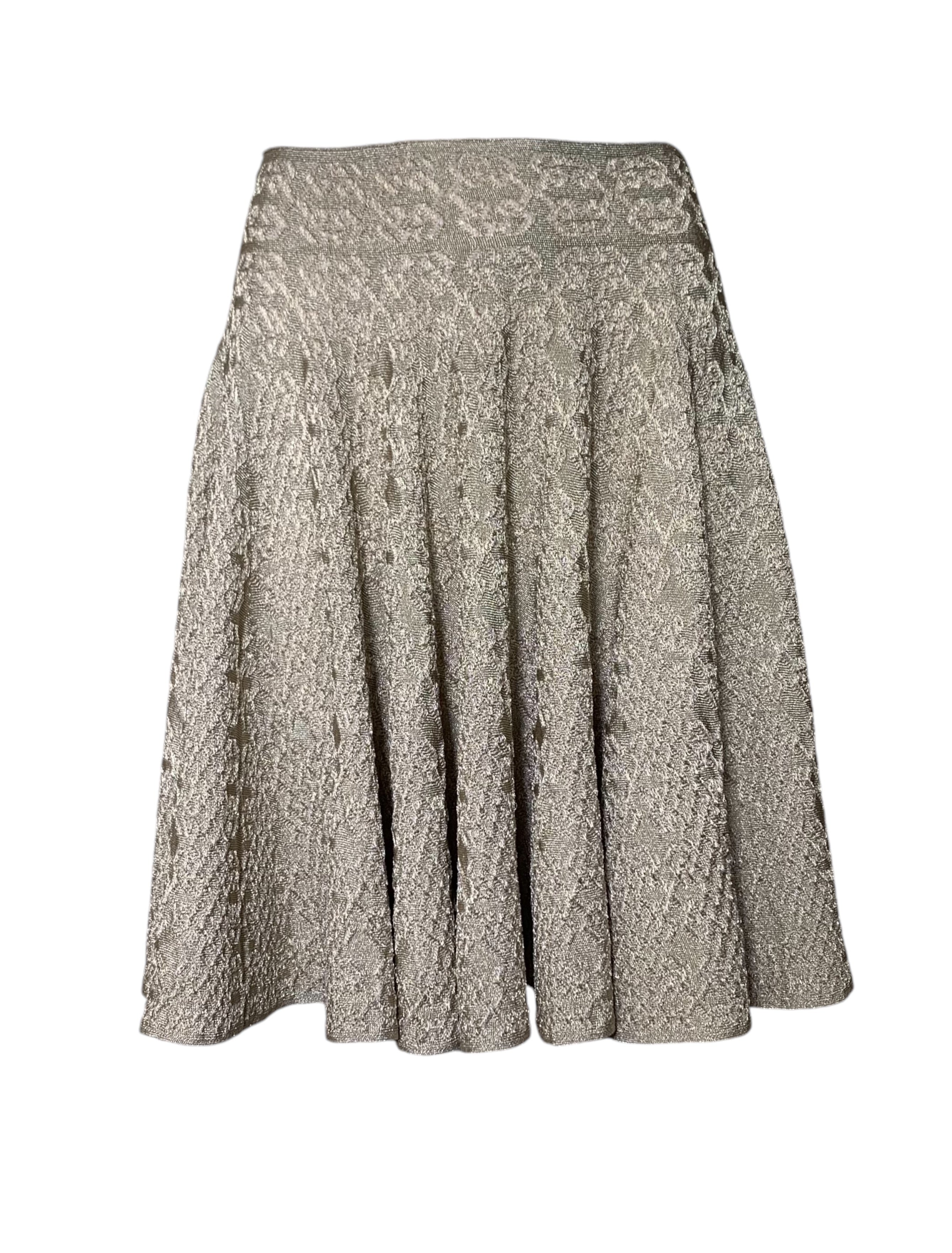 Alaia Gold Knit Lurex Flare Skirt