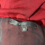 Tom Ford for Gucci F/W 1999 Burgundy Silk Jersey Ruched Skirt, label