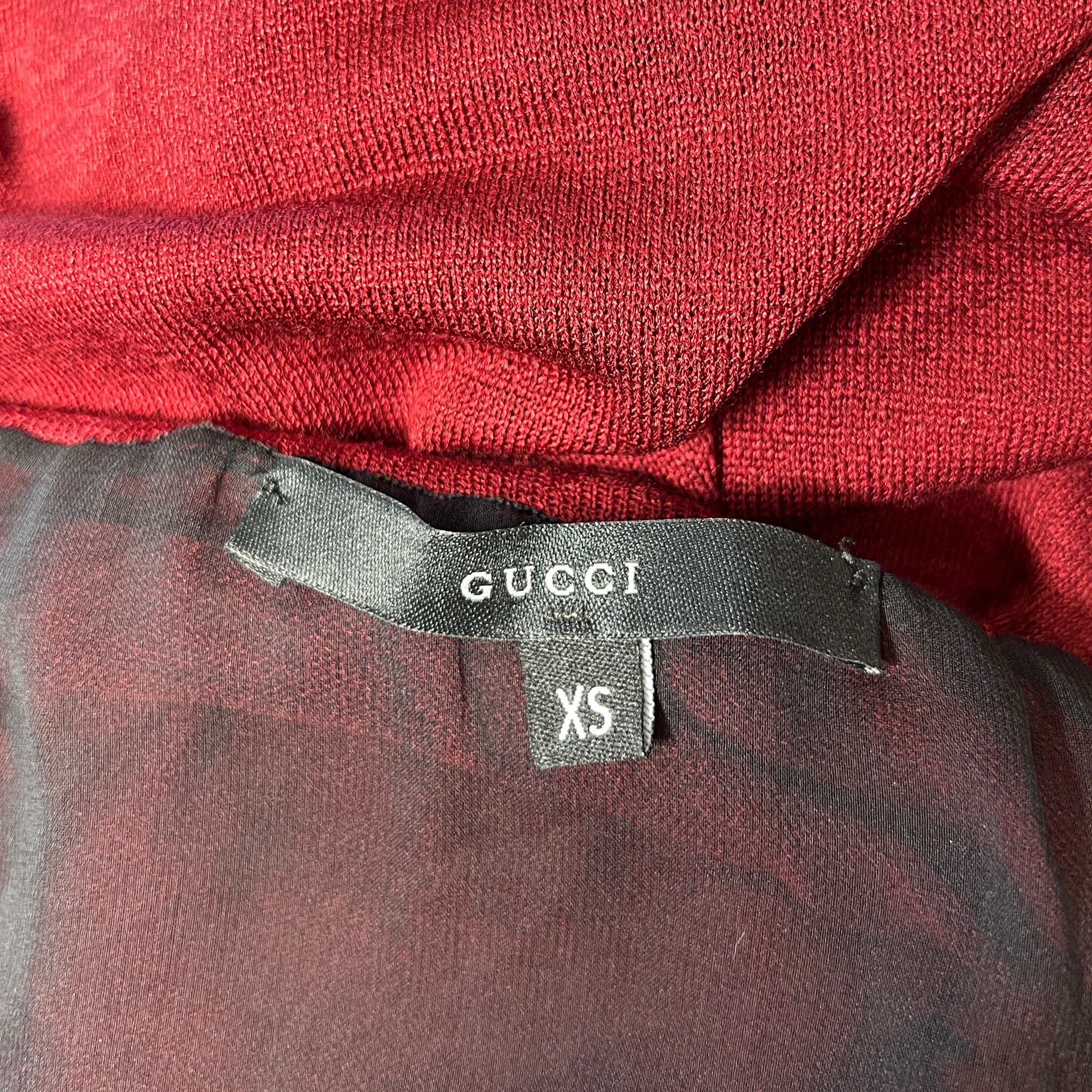 Tom Ford for Gucci F/W 1999 Burgundy Silk Jersey Ruched Skirt, label