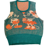 Kennington 70s Disney Mickey & Minnie Mouse Novelty Green Sweater Vest, 2