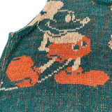 Kennington 70s Disney Mickey & Minnie Mouse Novelty Green Sweater Vest, Mickey detail