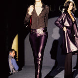 Tom Ford for Gucci F/W 1995 White Patent Leather + Silver Chrome Horse Bit Buckle Belt RUNWAY RTW FALL 1995